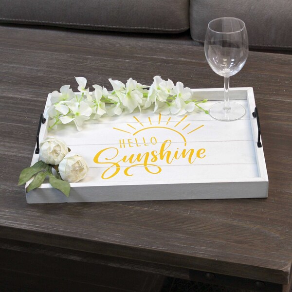 Elegant Designs Elegant Designs Decorative Wood Serving Tray, "Hello Sunshine" - HG2000-WHS