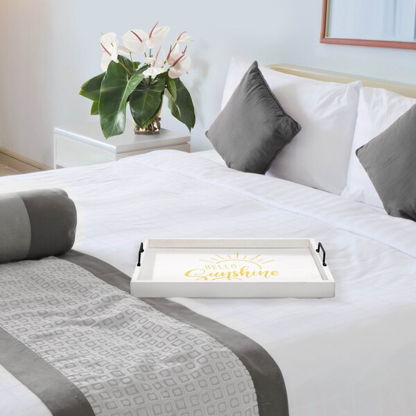 Elegant Designs Elegant Designs Decorative Wood Serving Tray, "Hello Sunshine" - HG2000-WHS