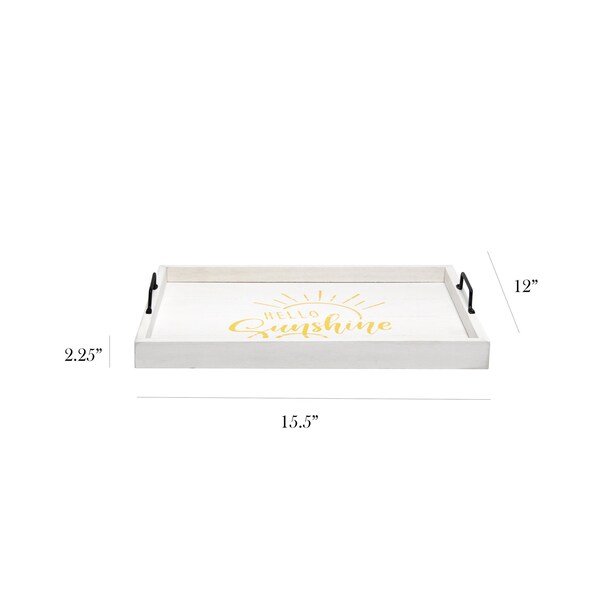 Elegant Designs Elegant Designs Decorative Wood Serving Tray, "Hello Sunshine" - HG2000-WHS
