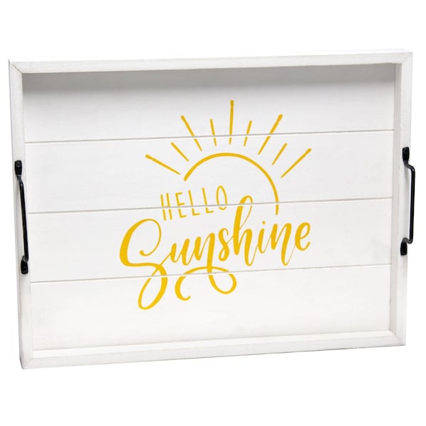 Elegant Designs Elegant Designs Decorative Wood Serving Tray, "Hello Sunshine" - HG2000-WHS
