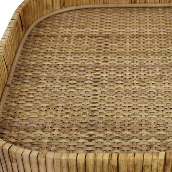Homeroots 2 x 13 x 13 in. Natural Jumbo Braided Bamboo Square Tray - 397898