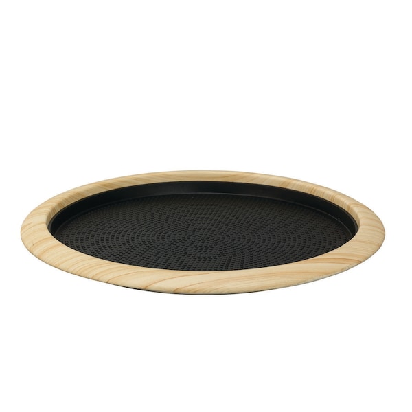 Service Ideas Tray with Removable Insert, 12" Round, Stainless Steel, Light Wood - TR1412RILW