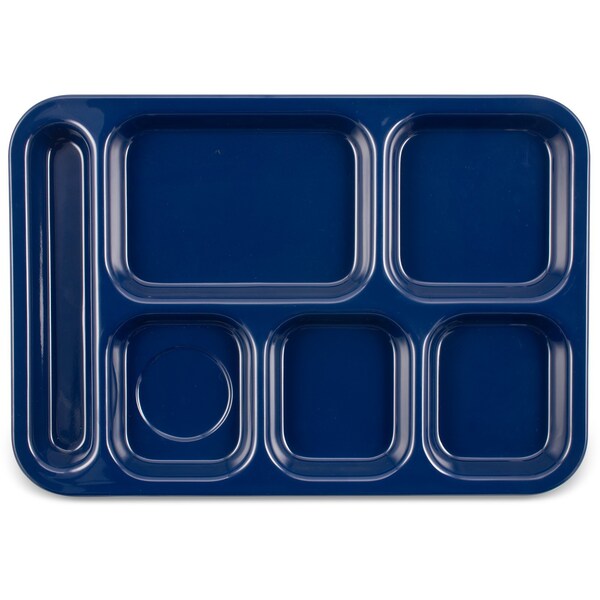 Carlisle Foodservice Right Hand 6 Comp Tray, Dark Blue, PK12 - 4398850