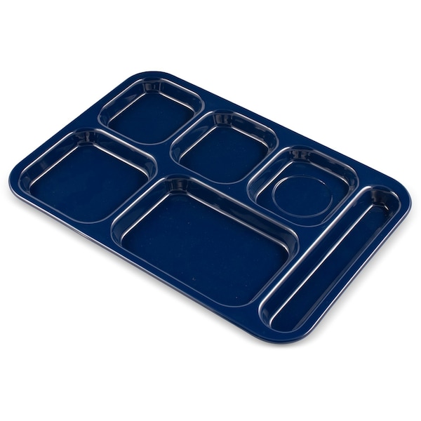 Carlisle Foodservice Right Hand 6 Comp Tray, Dark Blue, PK12 - 4398850