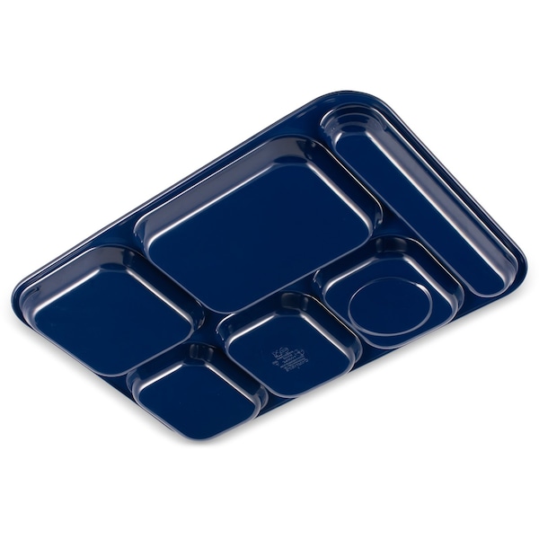 Carlisle Foodservice Right Hand 6 Comp Tray, Dark Blue, PK12 - 4398850