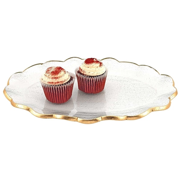 Tarifa Glass Oval Edge Gold Serving Platter - 10 in. - TA3094880