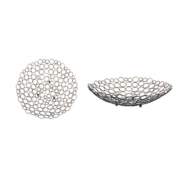 Homeroots 18.5 x 18.5 x 4.5 in. Decorative Metal Tray, Bronze - 274445