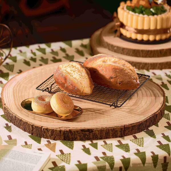 Vintiquewise Barky Natural Wood Slabs Rustic Ornament Slice Tray Table Charger 18 set of 4 - QI003847-18.4