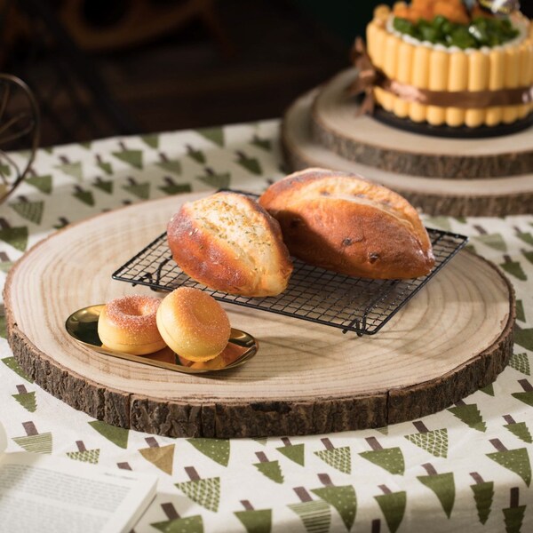 Vintiquewise Barky Natural Wood Slabs Rustic Ornament Slice Tray Table Charger 18 set of 4 - QI003847-18.4