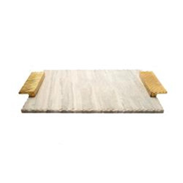 Classic Touch Decor Classic Touch  Grey Marble Challah Tray with Gold Embossed Handles - 16 x 11 in. - MCT042