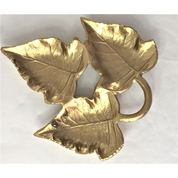 Leeber Ltd Triple Maple Leaves Gold Colour Nuts Tray 11.75x 9.5 x 1.25' - 75062
