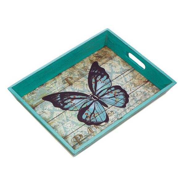Accent Plus Accent Plus 10018168 Blue Butterfly Serving Tray - 10018168