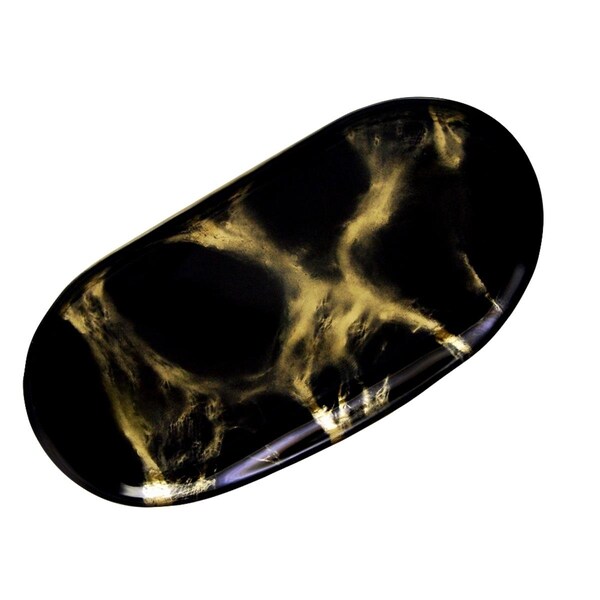 Fastfood Thassos Oval Tray, Black & Gold - FA2644109