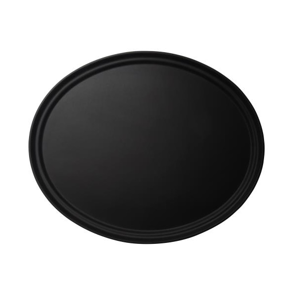 Cambro 22 in x 27 in Oval Black Camtread Serving Tray - 2700CT110