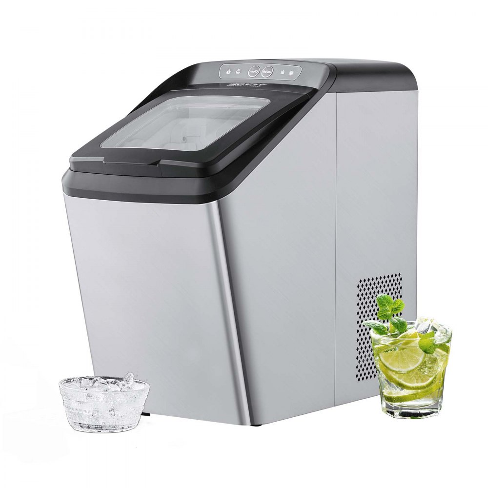 VEVOR Countertop Ice Maker, 30lbs in 24Hrs, Auto Self-Cleaning Portable Ice Maker with Ice Scoop, Basket and Drainpipe, 2 Ways Water Refill Stainless Steel Ice Machine for Home Kitchen Office Party - JJBTMSZB30LBS9VDUV1