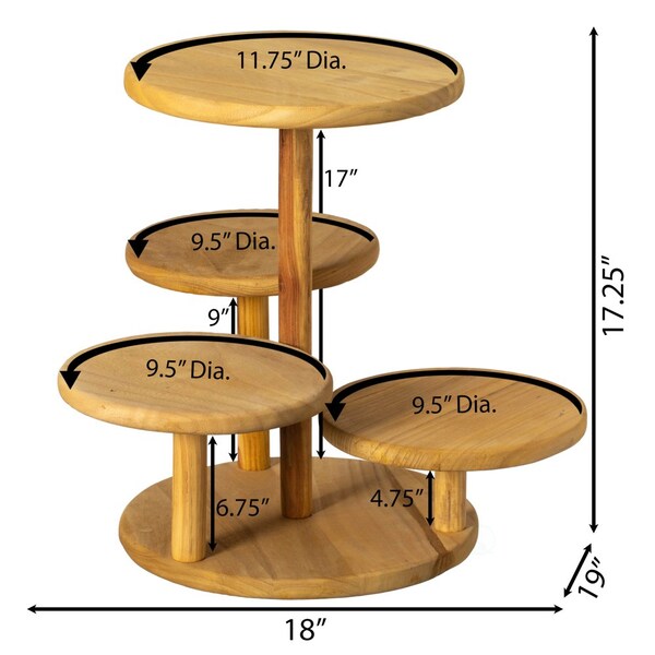 Vintiquewise Multi Purpose 4-Tier Round Wooden Cake Stand and Charcuterie Boards - Perfect Tiered Tray - QI004690