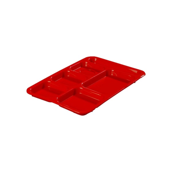 Carlisle Foodservice Right-Hand 6-Comp Tray, 14"x10", Red, PK24 - P614R05