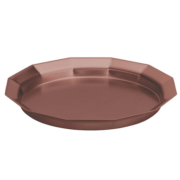 Service Ideas Paneled Tray with Removable Insert, 9"diameter, Stainless Steel, Rose Gold - TRPN119RIBSRG