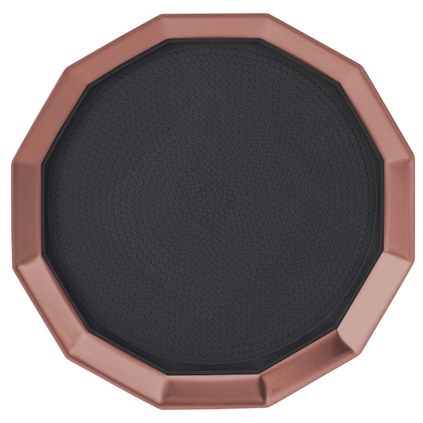 Service Ideas Paneled Tray with Removable Insert, 9"diameter, Stainless Steel, Rose Gold - TRPN119RIBSRG