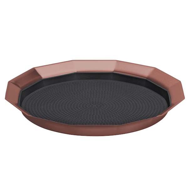 Service Ideas Paneled Tray with Removable Insert, 9"diameter, Stainless Steel, Rose Gold - TRPN119RIBSRG