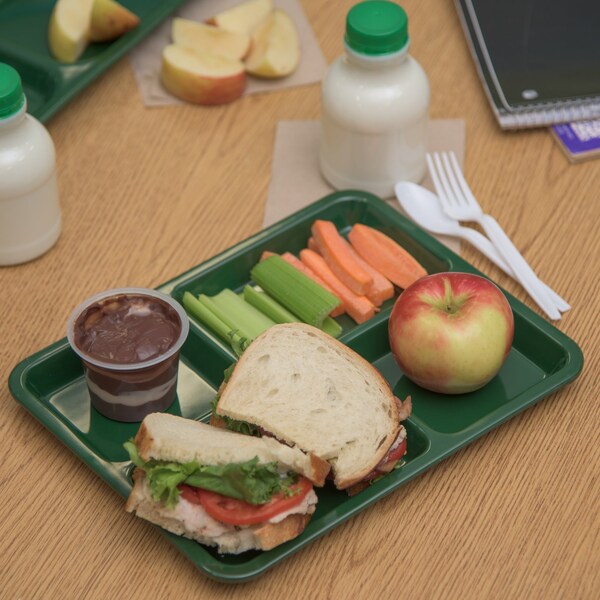 Carlisle Foodservice Tray, 4-Compartment, Forest Green, PK12 - KL44408