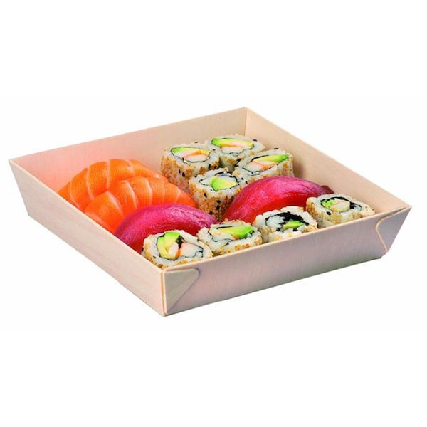 Packnwood Square Samurai Wooden Tray, 100PK - 210SAMBQ170