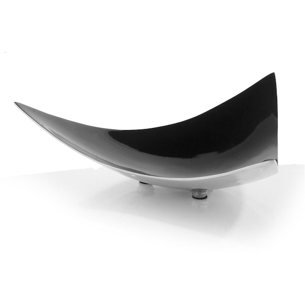 Tarifa 14 x 14 x 4 in. Buffed & Black Trigon Tray - Black Enamel - TA1847278