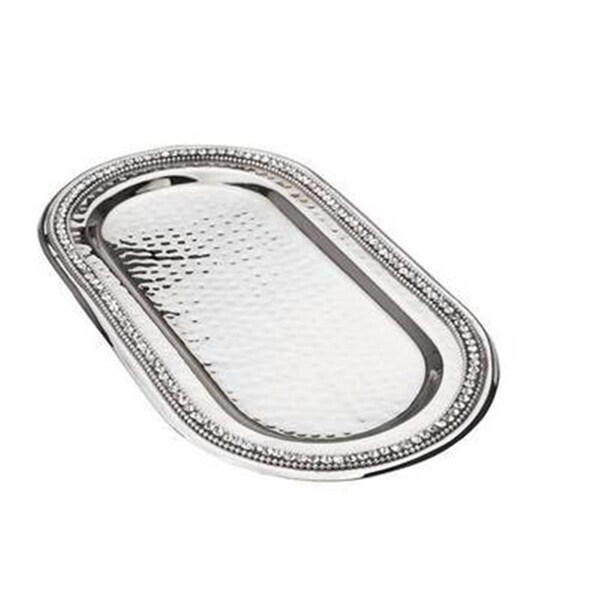 Classic Touch Decor Classic Touch dcor  Stainless Steel Oval Tray with Stones - SDT190
