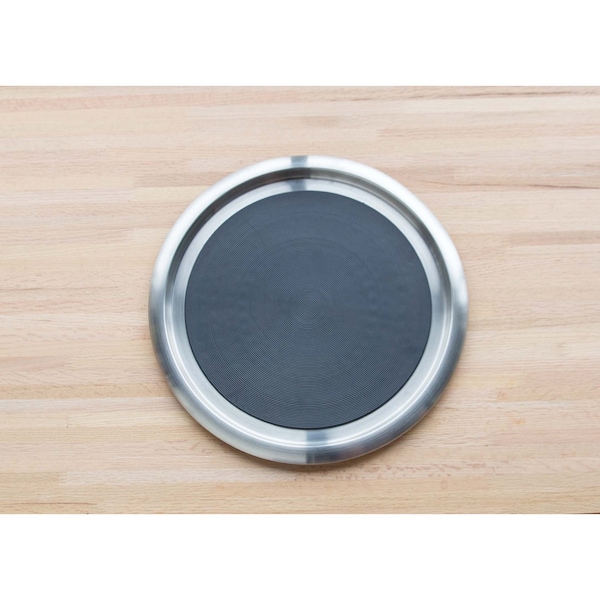 Service Ideas Tray with Built in Non-Slip Rubber Insert, 14" Round, Stainless Steel Brushed - TR1614SR