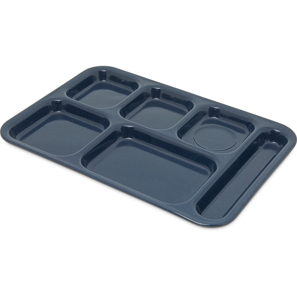 Carlisle Foodservice Right Hand 6 Comp Tray, Blue, PK12 - 4398835