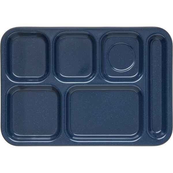 Carlisle Foodservice Right Hand 6 Comp Tray, Blue, PK12 - 4398835