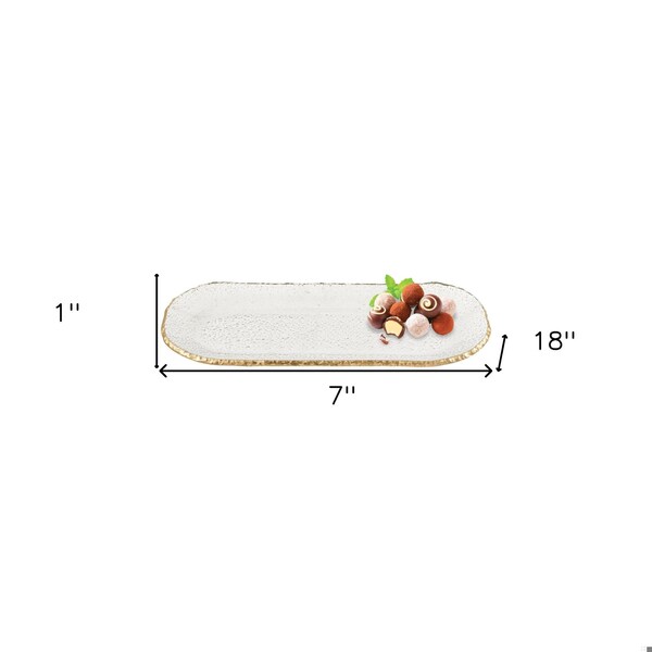 Homeroots 18 in. Mouth Blown Oval Edge Gold Leaf Platter - 375746