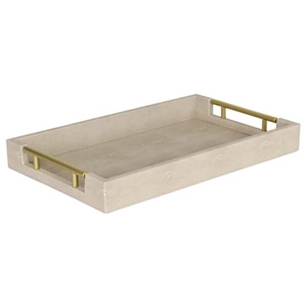 Cheungs Faux Shagreen Tray with Handles, Cream - 5823CR