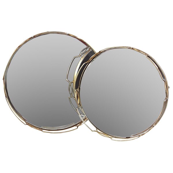 Urban Trends Collection Metal Tray with Glass Base, 2PK - 36032