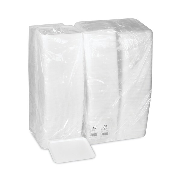 Pactiv Evergreen Supermarket Tray, #8S, 10 x 8 x 0.65, White, PK500 - 0TF108S00000