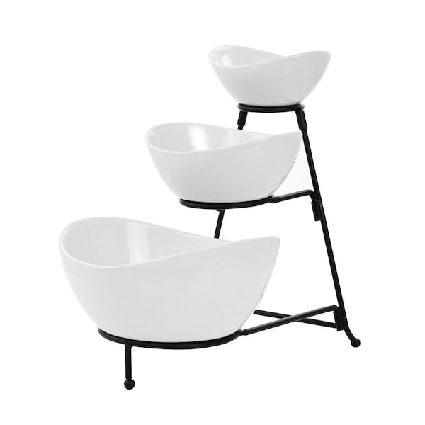Elama 3 Tier Oval Bowl Porcelain Serveware Set - ELM-185