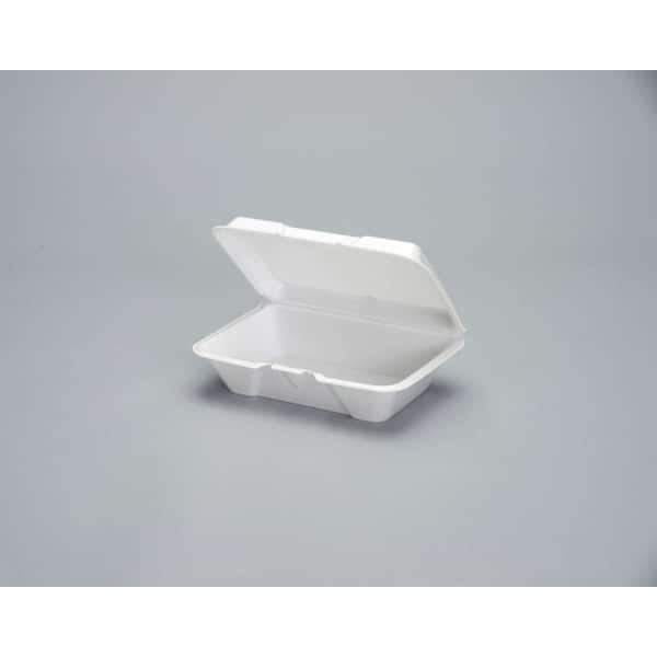 Genpak 9.19x6.5"x2.875" White Vented Lg Deep Foam Hinged Container, PK200 - 20500-V