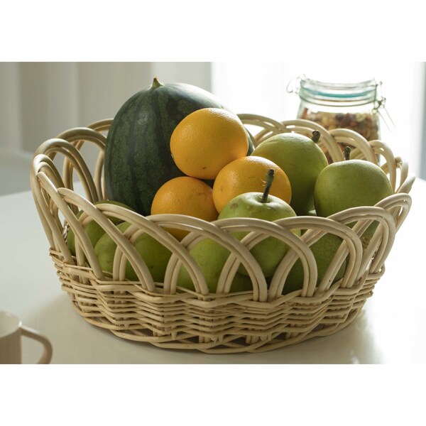 Vintiquewise 16- Inch Decorative Round Fruit Bowl Bread Basket Serving Tray, Large - QI003819.L