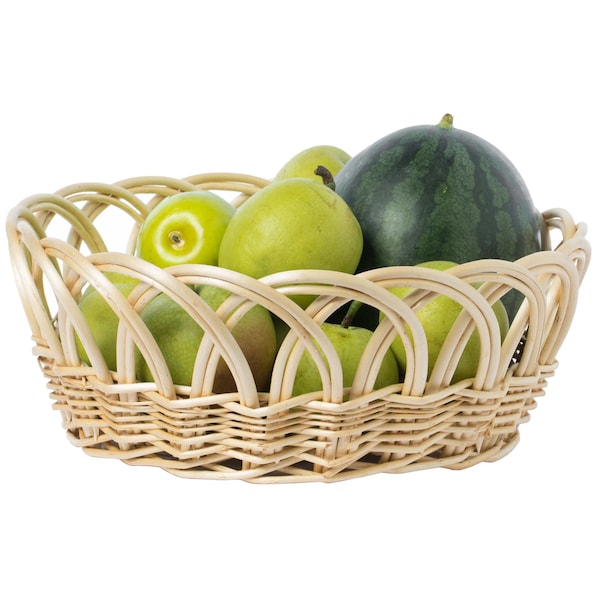 Vintiquewise 16- Inch Decorative Round Fruit Bowl Bread Basket Serving Tray, Large - QI003819.L