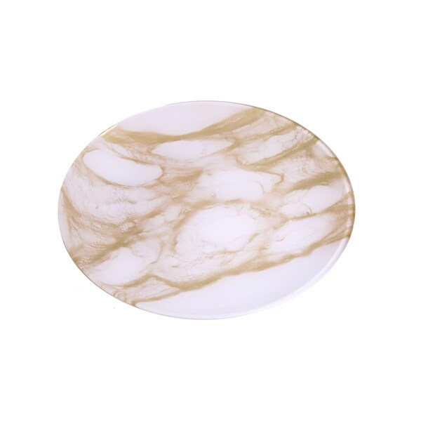 Classic Touch Decor Classic Touch  8.25 in. Gold-White Marble Plates, Set of 4 - MP156