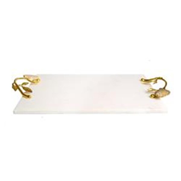 Classic Touch Decor Classic Touch  Marble Challah Tray with Agate Stone Handles, 16.25 x 9 x 2 in. - MAT773
