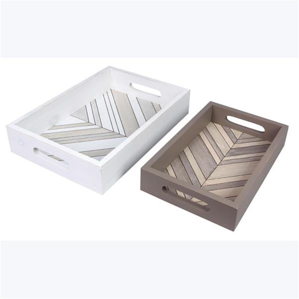 Desorden 13 in. Wood Nesting Trays, Assorted Style, 2PK - DE3285880
