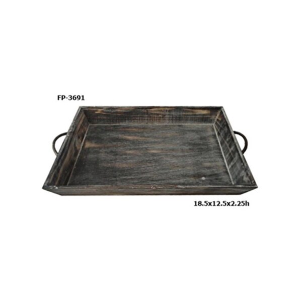 Cheungs Single Wooden Tapered Tray with metal Side Handles - CH60338