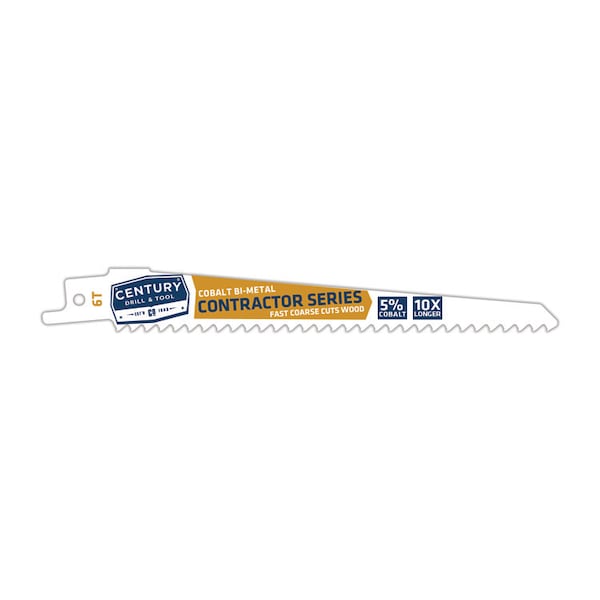 Century Drill & Tool Reciprocating Saw Blade 6X6T Bi-Metal Contract 3/4Width .050Thick 25Pc - 7706
