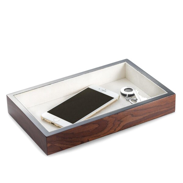 Stockage Supreme International  Lacquered Burl Wood Open Face Valet Tray, Brown - ST2824498