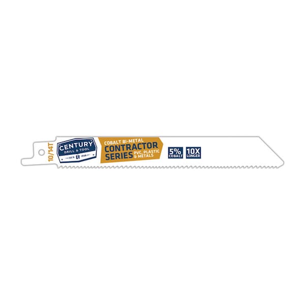 Century Drill & Tool Recip Blade 10/14T X6 Bi-Metal Contractor 3/4W.035 Thick 1/2Shank - 7458