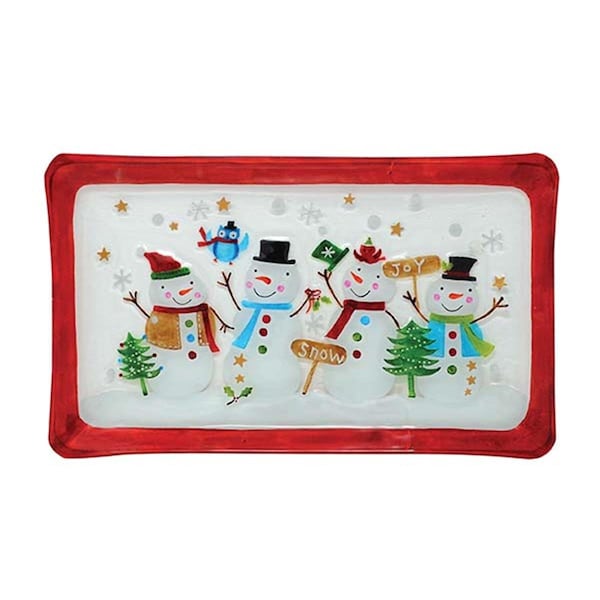 Ls Arts 14.5 x 9 in. Snowman Family Platter - XM-1142
