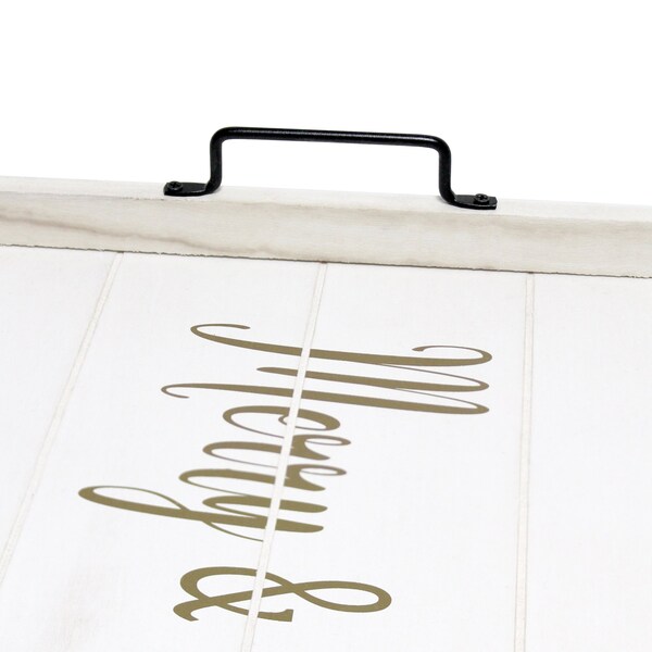 Elegant Designs Elegant Designs Decorative Wood Serving Tray, "Merry & Bright" - HG2000-WMB