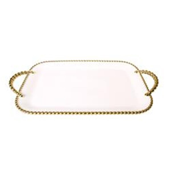Classic Touch Decor Classic Touch  Porcelain White Plates with Gold Beaded Design - WPT517