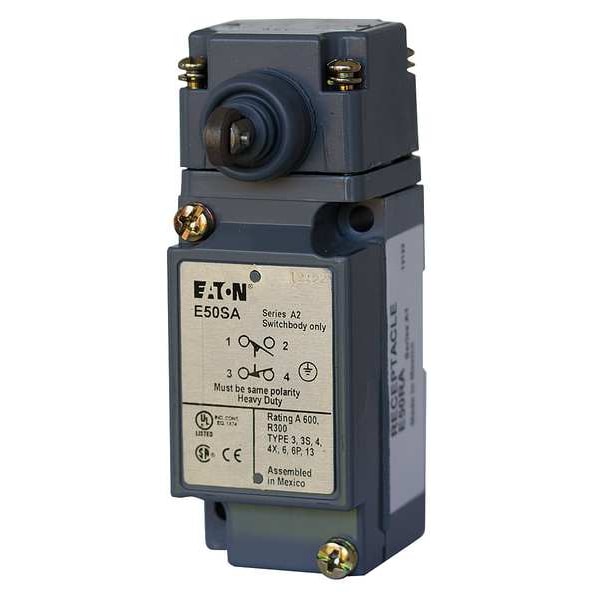 Interruptor de límite de alta resistencia Eaton, con émbolo y rodillo, 1NC/1NO, 10A @ 600V AC, Ubicación del actuador: Lateral - E50AS3
